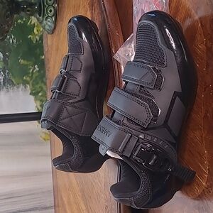 New! Ameshon Unisex size 38 Black Cycling locking Shoes Womens 7.5 Mens 5.5